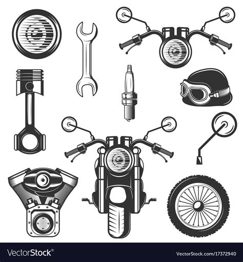 Vintage motorcycle icons symbols set Royalty Free Vector