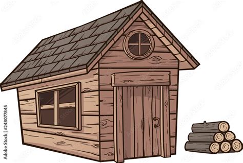 Cartoon wood cabin clip art. Vector illustration with simple gradients ...