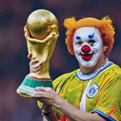 Sad clown winning the world cup on Craiyon