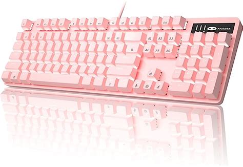 Amazon.com: MageGee Pink Gaming Keyboard USB Wired Keyboard, New Mechanical Storm Adjustable ...