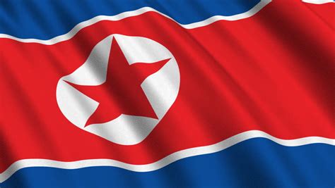 The North Korea Waving Flag With The Red Star Of Communism,seamless Looping(isolated On White ...