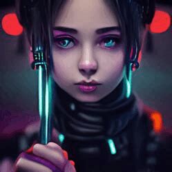 Cyberpunk Girl#25 [LEGENDARY] - Cyberpunk Girl Holding Sword | OpenSea