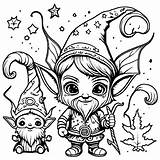 Magic Elves Coloring Page · Creative Fabrica sketch template