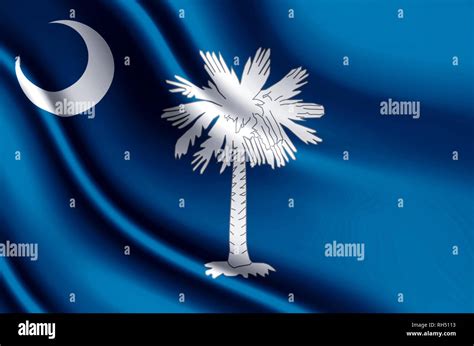 South carolina modern and realistic closeup 3D flag illustration ...