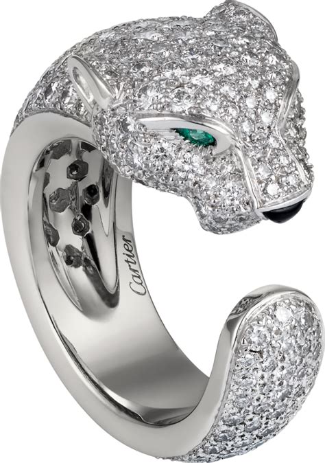CRN4225200 - Panthère de Cartier ring - White gold, diamonds, emeralds, onyx | White gold ...