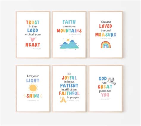 Kids Bible Verse Wall Art Scripture Posters Church Sunday - Etsy