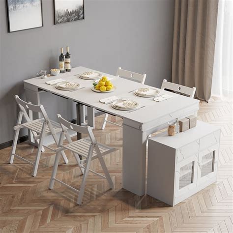 Modern Extendable Dining Table Rectangle Sideboard with Storage in ...