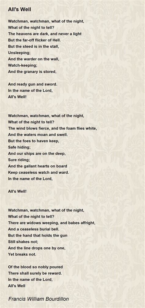 All's Well - All's Well Poem by Francis William Bourdillon