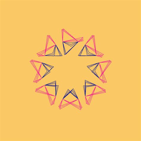 an orange background with black and red lines in the center, forming a star shape