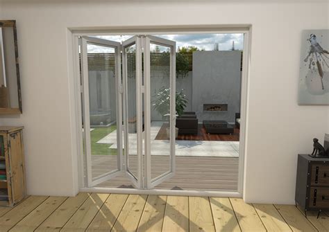 2100mm White Aluminium Bifold Doors - 3 Right Bifold Doors At Climadoor