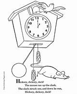 Hickory Dickory Dock nursery Rhyme sketch template
