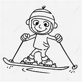 Skier Coloring Page Boy On Skis Outline Sketch Drawing Vector Skiing  sketch template
