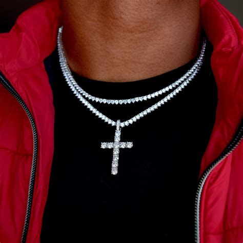 Iced Diamond Cross Tennis Chain Bundle in White Gold | Diamond ice, Diamond chains for men ...