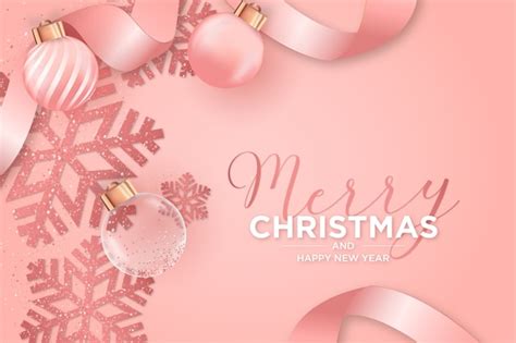 Free Vector | Christmas card with christmas pink decoration