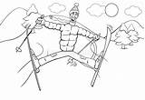 Cartoon Man Skiing On Winter Time Coloring Book Page Stock Vector  sketch template