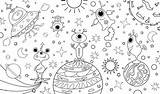 Coloring aliens Freaks Extraterrestrial ufo Vector Image sketch template