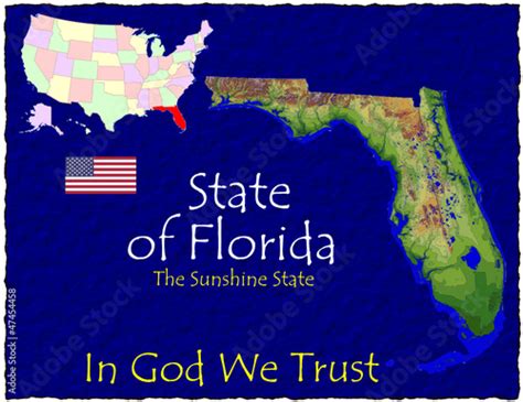 Florida USA State map location nickname motto Stock Vector | Adobe Stock