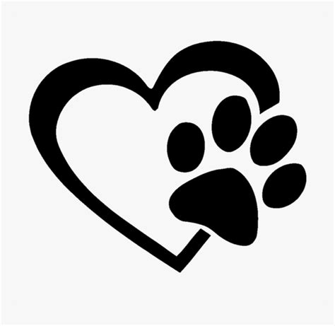 Pawprint Clipart Heart - Heart With Paw Print, HD Png Download - kindpng