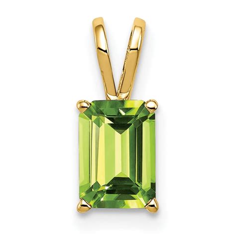 14k 8x6mm Emerald Cut Peridot pendant Q-XP421PE - Walmart.com