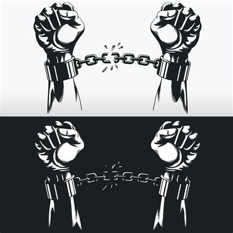 Freedom Hand Breaking Handcuff Chains, Silhouette Stencil Vector Drawing 2212153 Vector Art at ...