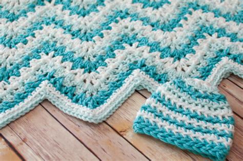 Lacy Ripple Baby Blanket and Hat Crochet Pattern Set - Petals to Picots