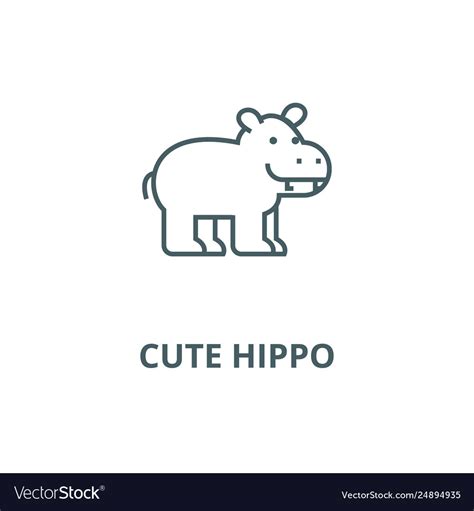 Cute hippo line icon hippo outline Royalty Free Vector Image