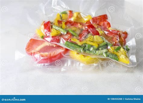 Vegetables in Sealed Vacuum Packing Bags. Su-video Cooking Stock Photo ...