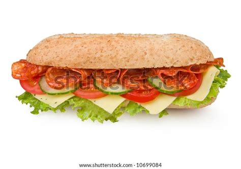 Calabrese Salami Sandwich Lettuce Tomatoes Cucumbers Stock Photo ...