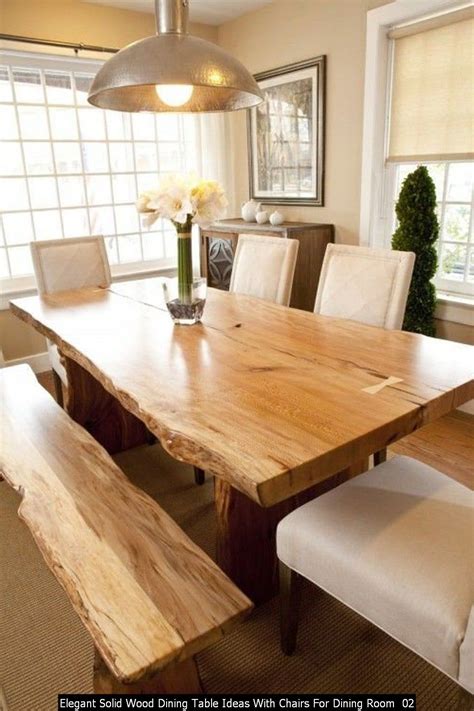 36 Elegant Solid Wood Dining Table Ideas With Chairs For Dining Room | Live edge dining room ...