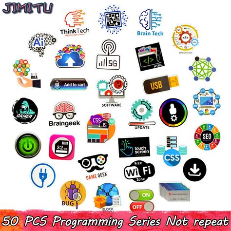 50 PCS Programming Sticker Technology Software Programs Data Creative Stickers for Geek DIY ...