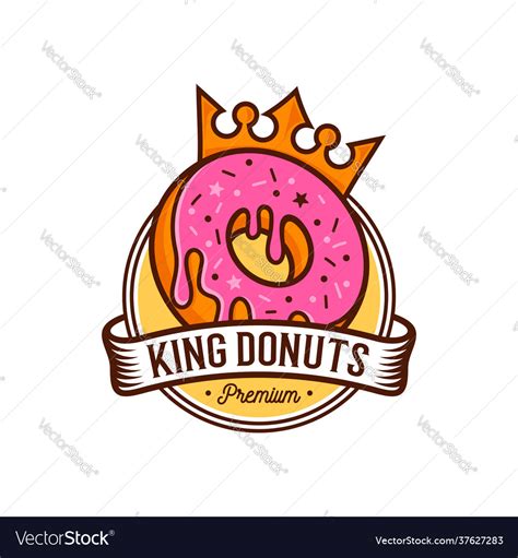 King donuts logo design template Royalty Free Vector Image