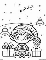 Christmas Elf Coloring Page sketch template