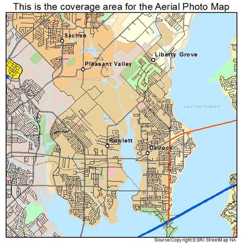 Aerial Photography Map of Rowlett, TX Texas