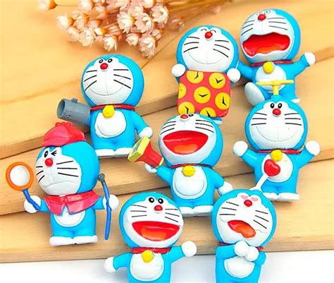 8pcs Cute Doraemon Mini Figure Toys 8 piece set Treasure Box Doraemon Collectible Figurine ...