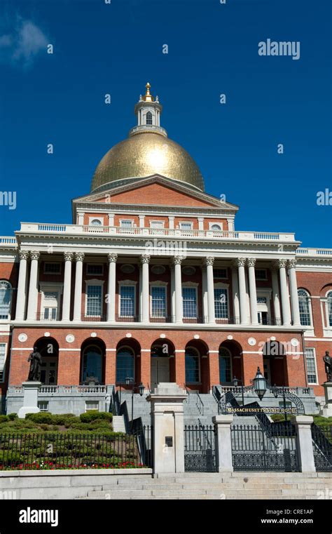 Architecture, State House with a golden dome, the Freedom Trail, Boston ...