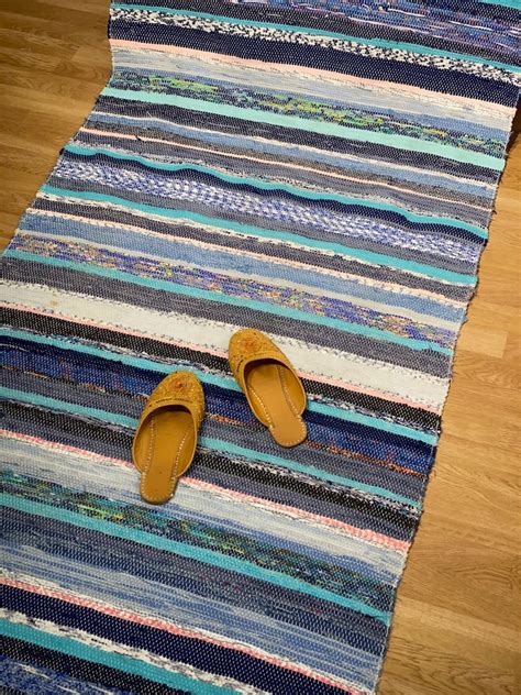 Swedish cotton Rag rug Striped multicolored rug Scandinavian | Etsy