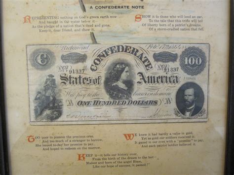 Framed Print & Confederate Currency | J. Mountain Antiques