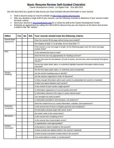 10+ Resume Review Checklist Templates in PDF | DOC