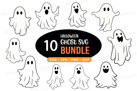 10 Halloween Boo Ghost Clip Art Bundle Graphic by AN Graphics ...