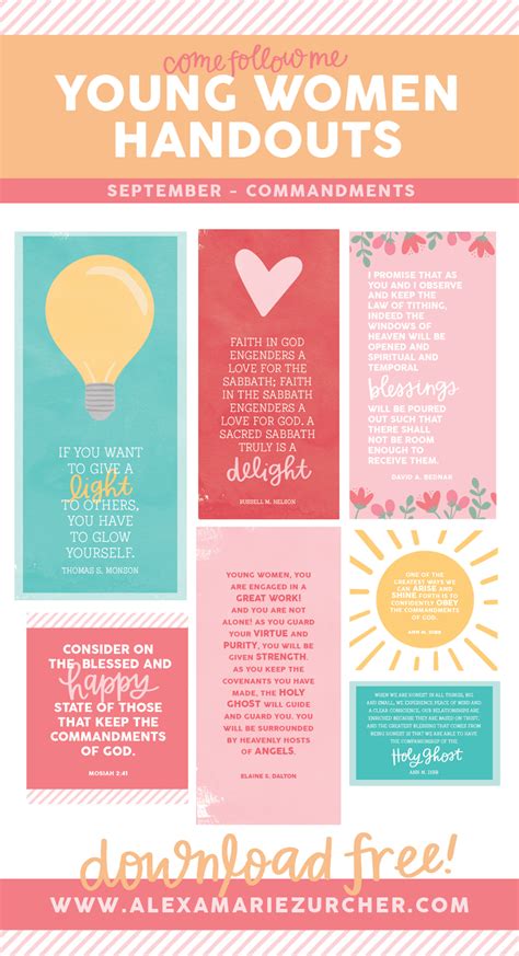 September Young Women Lesson Handouts and Free Printables Young Women Handouts, Young Women ...