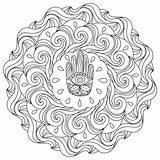 Hamsa Talisman Mandala Meditative spiritual coloring page With Ornate  sketch template
