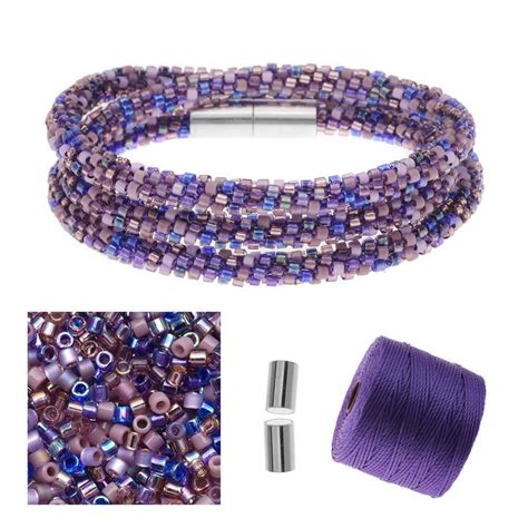 Refill - Beaded Kumihimo Wrap Bracelet Kit-Purple - Exclusive Beadaholique Jewelry Kit - Walmart ...