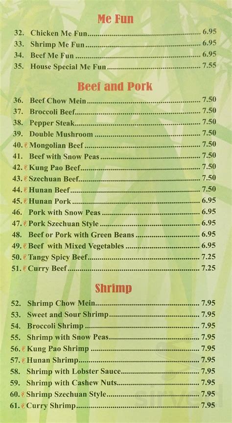 Magic China menu in Longview, Texas, USA