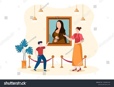 Art Gallery Museum Cartoon Illustration Exhibition Stock Vector ...