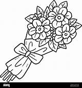 Flower Bouquet Isolated Coloring Page For Kids Stock Vector Image & Art  sketch template
