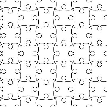 Vector Illustration Of Seamless Jigsaw Puzzle Pattern Template Vector, Outline, Clipart, Line ...