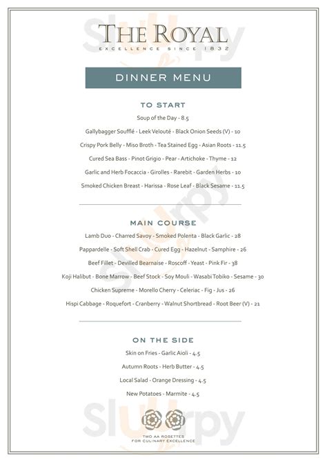 The Royal Hotel Restaurant menù, Ventnor - Menu | Sluurpy