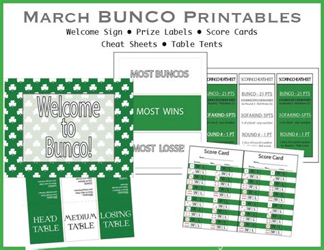 Shamrock BUNCO Printable Pack - Our Thrifty Ideas