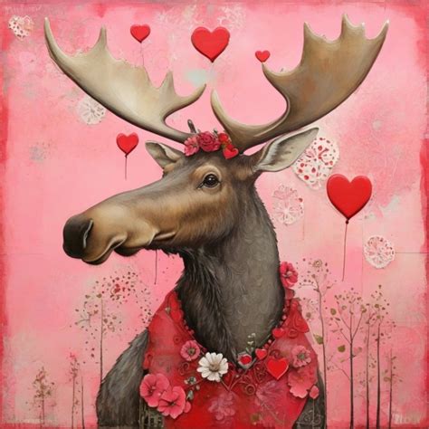 Funny Valentine Moose Art Print Free Stock Photo - Public Domain Pictures