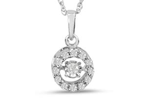 Shimmering Stars Collection 1/10ct Halo Diamond Necklace In Sterling Silver, 18 inches, Floating ...